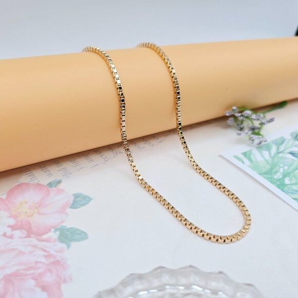 Shiny Box Chain Rose Gold Necklace for Women - 50cm Length, XPNL0044 - Picture 4 of 12